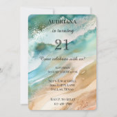 ビーチクリームアクア海誕生日 招待状 (正面)