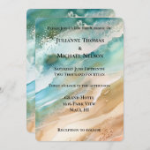 ビーチクリームアクア結婚海 招待状 (正面/裏面)