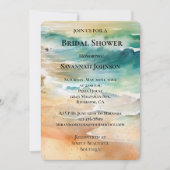 ビーチクリームターコイズアクアオーシャンウェディングシャワー 招待状 (正面)