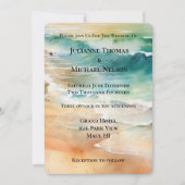 ビーチクリームターコイズアクア海結婚ズ 招待状 (正面)