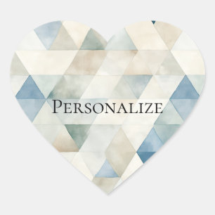 ビーチクリームブルー抽象芸術三角形 ハートシール