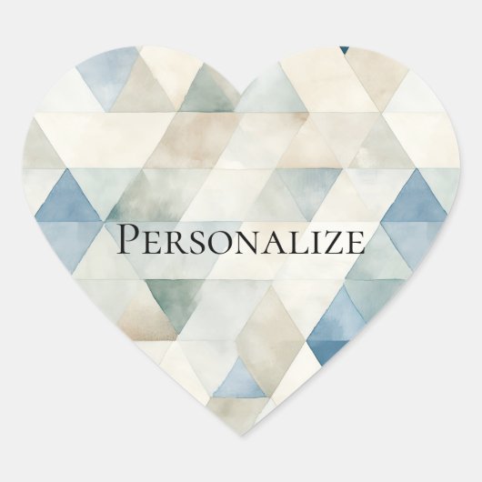 ビーチクリームブルー抽象芸術三角形 ハートシール (正面)