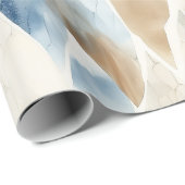 ビーチクリームブルー抽象芸術 ラッピングペーパー (ロールコーナー)