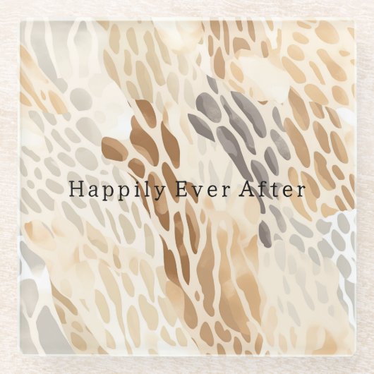 ビーチクリーム抽象芸術動物 ガラスコースター (正面)