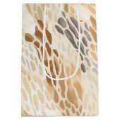 ビーチクリーム抽象芸術結婚動物 ミディアムペーパーバッグ (裏面)