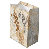 ビーチクリーム抽象芸術結婚動物 ミディアムペーパーバッグ (裏面アングル)