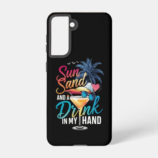 ビーチクルーズで日差しと砂浜と手に飲み物  SAMSUNG GALAXYケース (裏面)