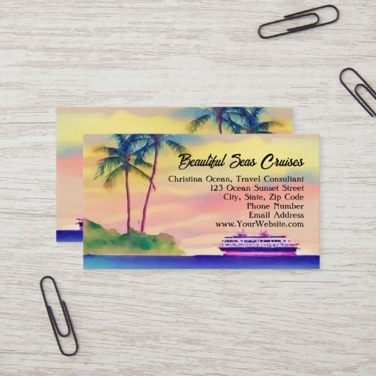 ビーチクルーズバケーショントラベルエージェントコンサルタント 名刺 (正面/裏面インサイチュ)