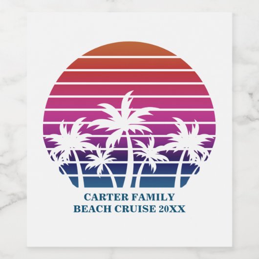 ビーチクルーズファミリー懇親会サンセットバケーションカスタム ワインラベル (シングルラベル)