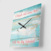 ビーチクロック、ビーチガール、ビッグカフナ スクエア壁時計 (傾斜)