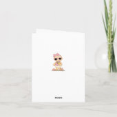 ビーチクールの女の子ピンクとサンドキャッスル サンキューカード (裏面)