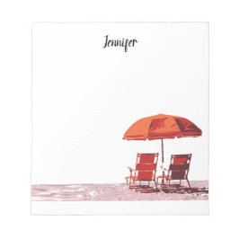ビーチクールチェアパラソル夏パーソナライズされた ノートパッド