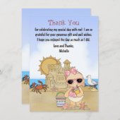 ビーチクールベビーサンドキャッスルガールズベビーシャワーフラット サンキューカード (正面/裏面)