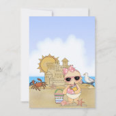 ビーチクールベビーサンドキャッスルガールズベビーシャワーフラット サンキューカード (裏面)