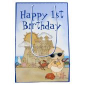 ビーチクールベビーサンドキャッスルボーイベビー1st誕生日 ミディアムペーパーバッグ (裏面)