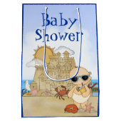 ビーチクールベビーサンドキャッスルボーイ赤ちゃんシャワー ミディアムペーパーバッグ (裏面)