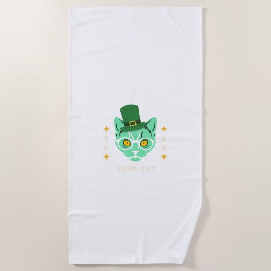 ビーチクール猫 ビーチタオル (正面)