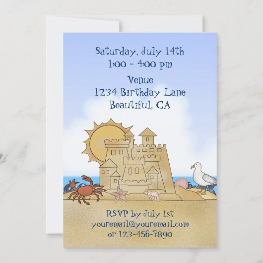 ビーチクール男の赤ちゃん1st誕生日招待状 招待状 (裏面)