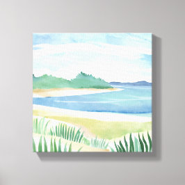 ビーチグラスベイ | 水彩海沿岸海 キャンバスプリント