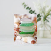 ビーチグラス&シーシェル葉書 ポストカード (スタンド正面)