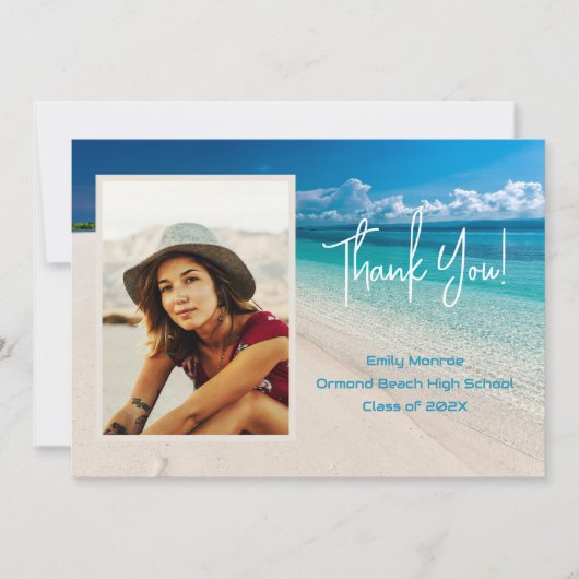 ビーチグラッドフォトありがとうメッセージカード 招待状 (正面)