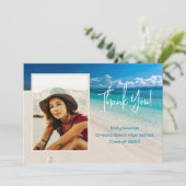 ビーチグラッドフォトありがとうメッセージカード 招待状 (スタンド正面)