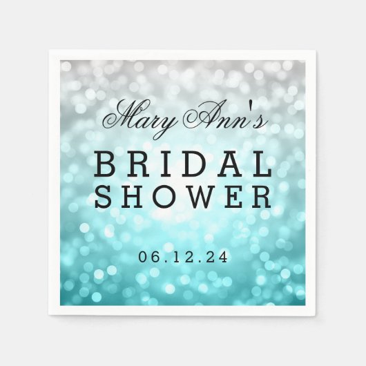 ビーチグラデーショングリッターライトブライダルシャワー賛成 スタンダードカクテルナプキン (正面)