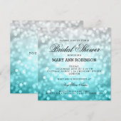 ビーチグラデーショングリッター灯ブライダルシャワー 招待状 (正面/裏面)