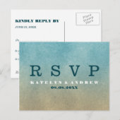 ビーチグラデーションミニマルウェディングRSVP インビテーションポストカード (正面/裏面)