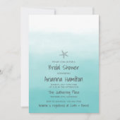 ビーチグラデーション先ヒトデブライダルシャワー 招待状 (正面)