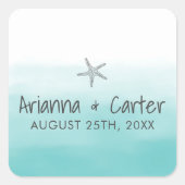 ビーチグラデーション先海ヒトデのシール スクエアシール (正面)
