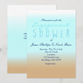 ビーチグラデーション水エレガント色婚約シャワー 招待状 (正面/裏面)