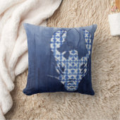 ビーチグラデーション水彩絞りネイビーブルーロブスター クッション (ブランケット)