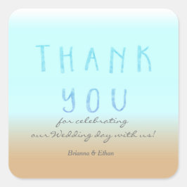 ビーチグラデーションTHANK YOU Water Colorスタンプ スクエアシール