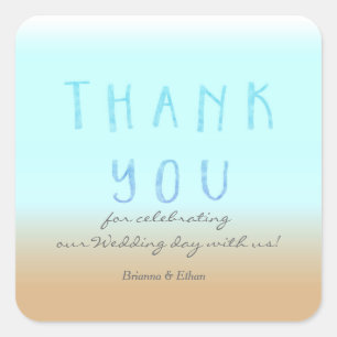 ビーチグラデーションTHANK YOU Water Colorスタンプ スクエアシール