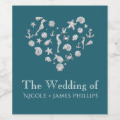 ビーチグラムダイヤモンドハートエレガントカスタムワインラベル ワインラベル (シングルラベル)