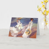 ビーチグリーティングカードで歩く カード (黄色い花)