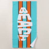 ビーチゲスアクアブルー&オレンジビーチタオル ビーチタオル (正面)