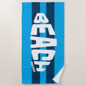 ビーチゲスアクア&ネイビーブルーストライプのビーチタオル ビーチタオル (正面)