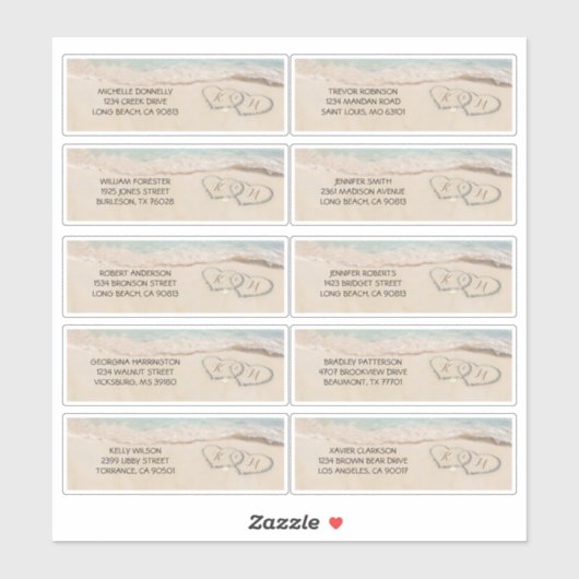 ビーチゲストの名前と住所結婚のラベル シール (シート)