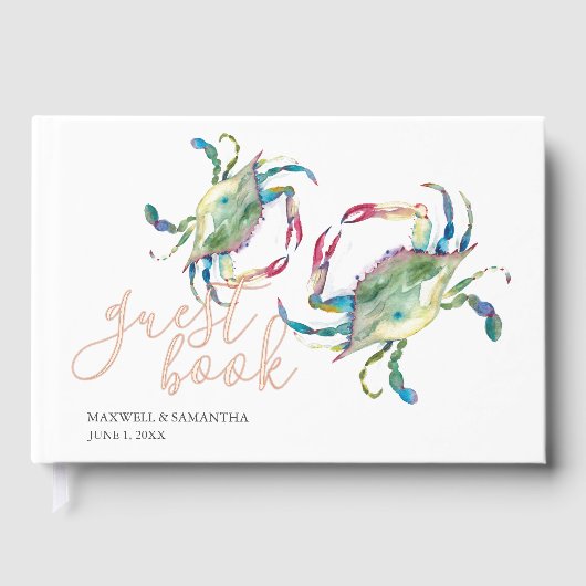 ビーチゲストブックウォーターカラーカニ ゲストブック (正面)