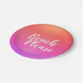 ビーチゲストレオレンジピンクグラデーションビーチ ペーパープレート (アングル)