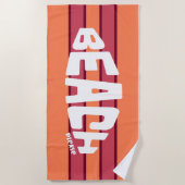 ビーチゲストレコーラル&ピンクストライプのビーチタオル ビーチタオル (正面)