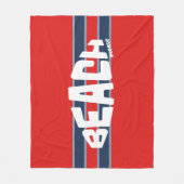 ビーチゲストレッド&ネイビーブルーストライプ フリースブランケット (正面)