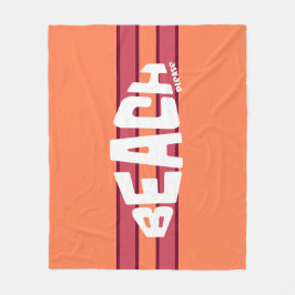 ビーチゲットコーラル&ピンクストライプの フリースブランケット