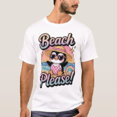 ビーチゲーおもしろいズペンギンデザイン Tシャツ (正面)