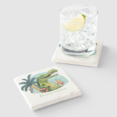 ビーチゲーターは文字でビーチをラウンジ ストーンコースター (横)