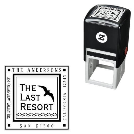 ビーチコテージあなたの名前と住所スクエア セルフインキングスタンプ (インサイチュ)