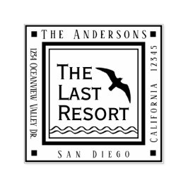 ビーチコテージあなたの名前と住所スクエア セルフインキングスタンプ