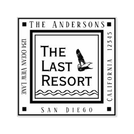 ビーチコテージあなたの名前と住所スクエア セルフインキングスタンプ